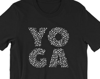 Unique Yoga Shirt | Spelling with Yoga Poses and Postures as the Letters | Gift for Yogi | Yoga Instructor Gift Idea | Bikram or Ashtanga
