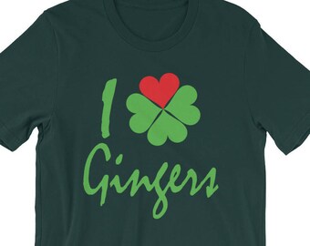 I Heart Gingers Shirt | St Patrick's Day Tee | Redheads and Ginger Lovers | St Paddys Day Guy Shirt, Womens St Patrick's Day Shirt, Red Hair