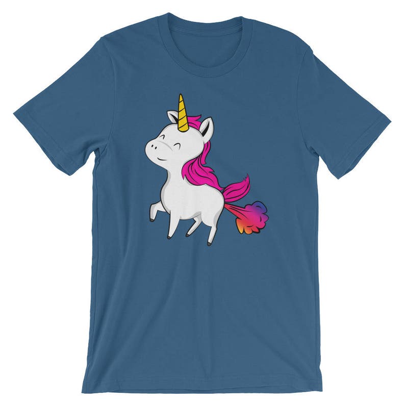 Cute Unicorn Farting Shirt, Funny T-Shirt, Unicorns Fart Rainbows, Unicorns Fart Too, Immature Shirt, White Elephant Gag Gift Idea image 2