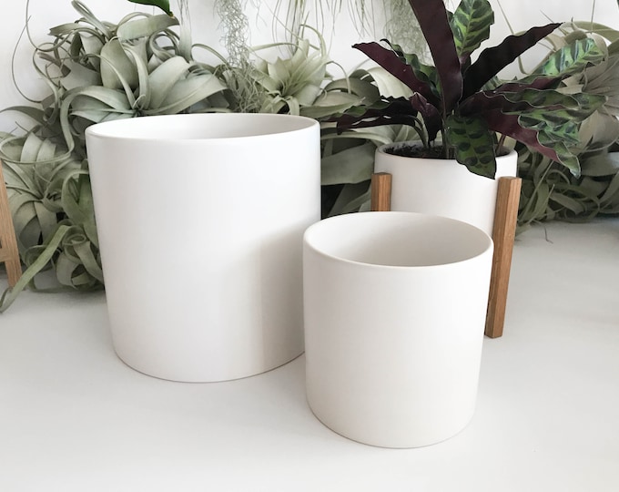 Blumentopf, Keramiktopf, Innentopf, kleiner & mittelgroßer Blumentopf, weißer Übertopf für Sukkulenten und Kakteen, moderner minimalistischer Übertopf matt