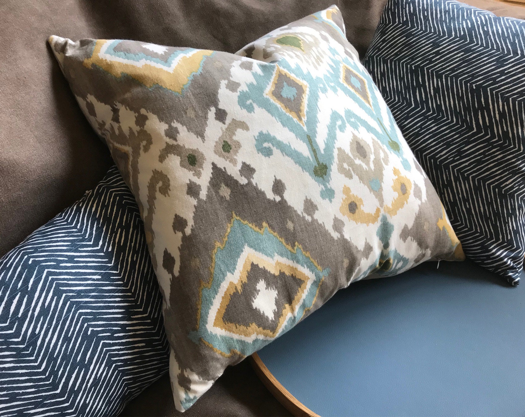 Teal Ikat Pillow Ikat Pillow Cover Cushion Cover Boho Etsy