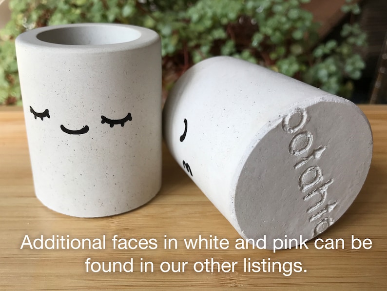 Kawaii-dekor, skrivbordsdekor, luftväxthållare, söta skrivbordstillbehör för kvinnor, tändstickshållare, söt växtkruka, smiley-ansikte-planterare i studentrummet bild 9