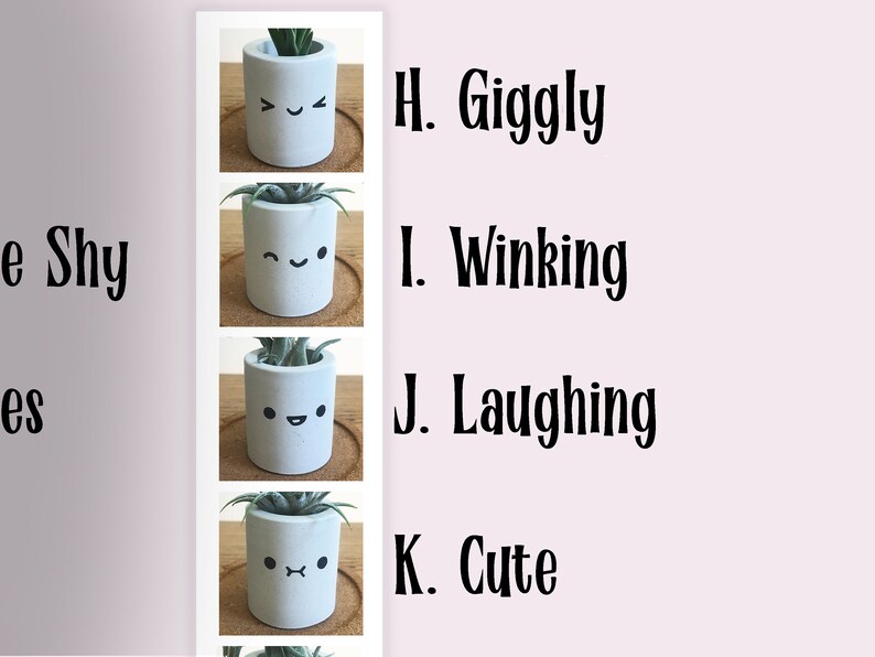 Kawaii-dekor, skrivbordsdekor, luftväxthållare, söta skrivbordstillbehör för kvinnor, tändstickshållare, söt växtkruka, smiley-ansikte-planterare i studentrummet bild 7