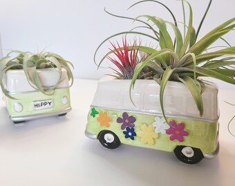 Van Succulent, Cactus Bus Planter, Hippie Van Planter, Fun Plant Pot, Air Plant Holder Ceramic, Plant Mom, Colorful Retro Valentines Gift