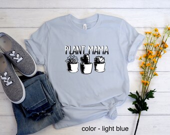 Plant Mama Women's Garden Tee, Premium Bella Canvas,  Succulent Cotton Comfy Tshirt, Houseplant Lady Shirt, Graphic Tee Plant Lover Mom Gift
