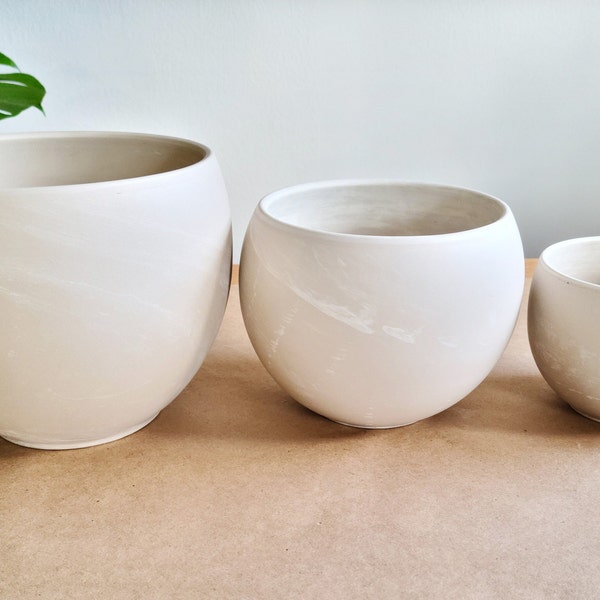 Ceramic Round Planter, Pots for Plants, Bowl Planter, Indoor Plant Pot, Succulent Pot, Beige Planter for Cactus, Tabletop Pot Small & Large