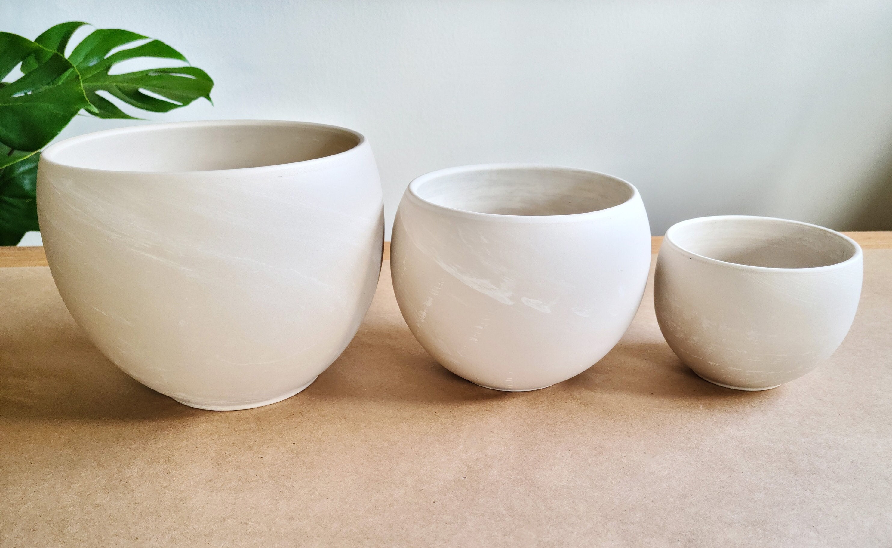 Ceramic Round Planter, Pots for Plants, Bowl Planter, Indoor Plant Pot, Succulent Pot, Beige Planter for Cactus, Tabletop Pot Small & Large