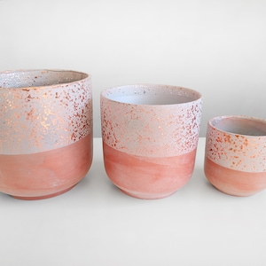 Peach Planter, Pots for Plants, 5 Inch Planter, Flower and Plant Pot Indoor, Ceramic Planter for Cactus, Textured Rose Gold Finish, 3 Sizes