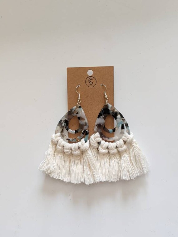 Macrame Earrings Earrings| Macrame Bohemian Fiber Art