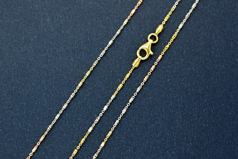 Sterling Silver Italian Handmade Link w Cylinder Chain Necklace