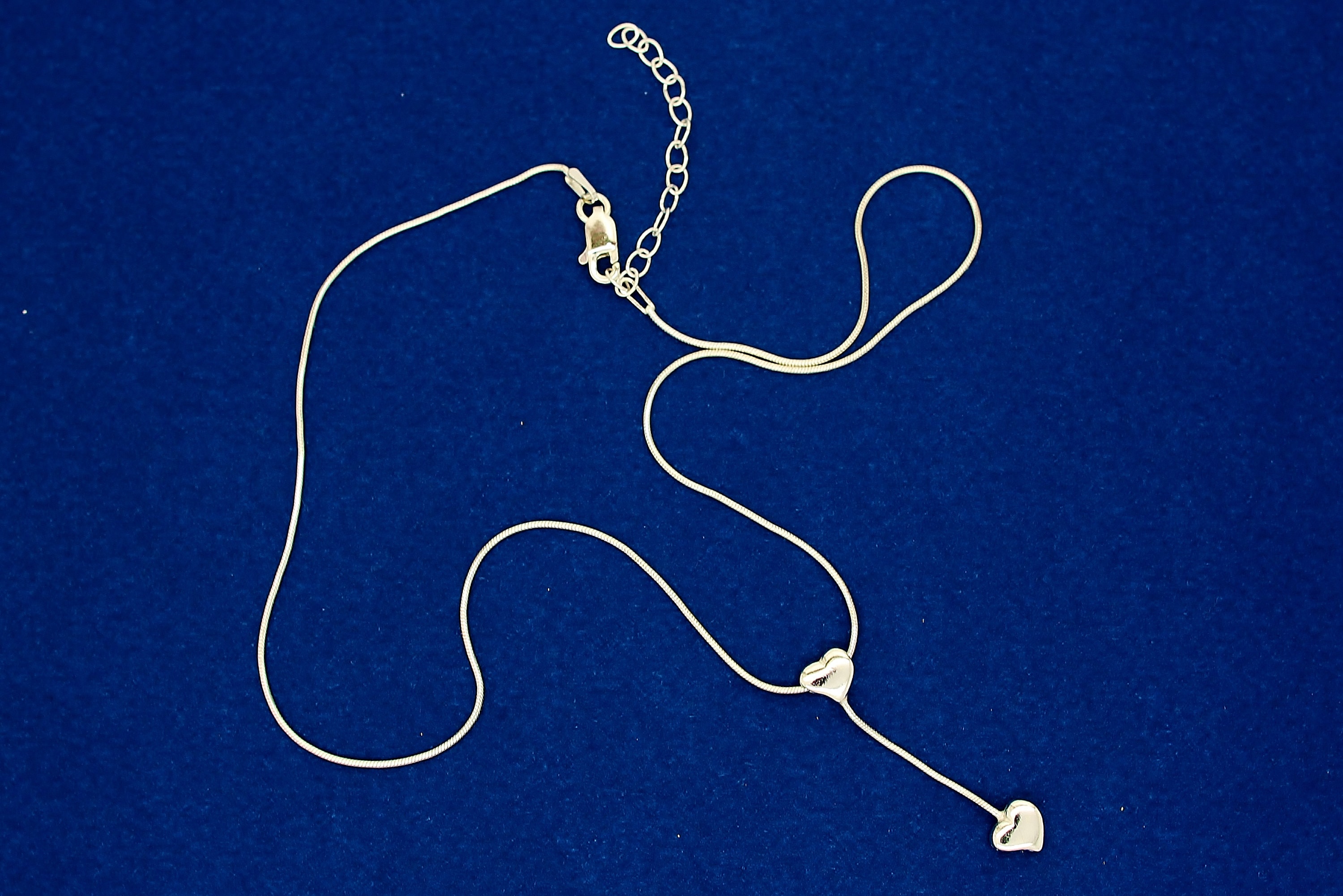 Sterling Silver Dangle and Drop Heart Pendant Necklace | 925