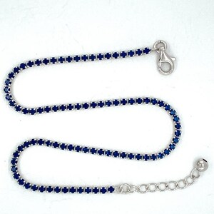 925 Sterling Silver Anklet, Rhodium Plated Sapphire CZ Anklet , 925 Anklet Silver ,10 inch Anklet Gift for her, 925 Silver Anklet.