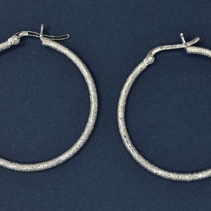 Sterling Silver Laser Cut 35MM Wide Hoop Earrings. Best Holidays Gift!