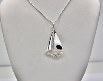 Sterling Silver Sailboat Pendant Necklace | 925 Sterling Silver. Best Holidays Gift!