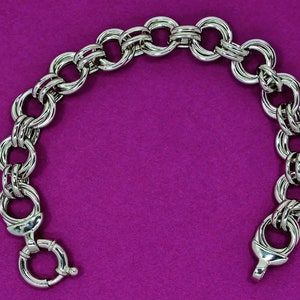 925 Sterling Silver Bracelet, Rhodium Plated Link Chain Bracelet ,  925 Silver Bracelet Gift for her, Hollow Link Chain Bracelet.