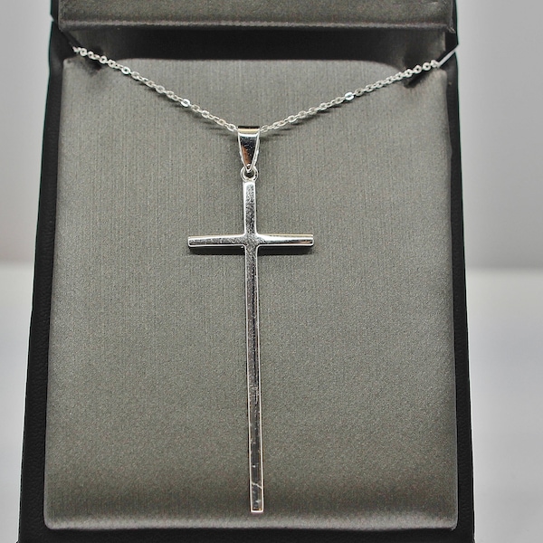 Sterling Silver Long Cross Pendant Necklace. Best Holidays Gift!