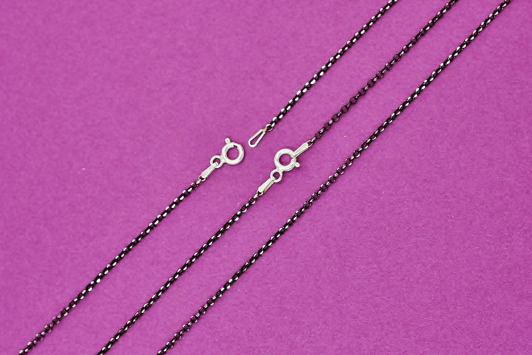 Cadena de collar de plata de ley 925, cadena de collar de eslabones de