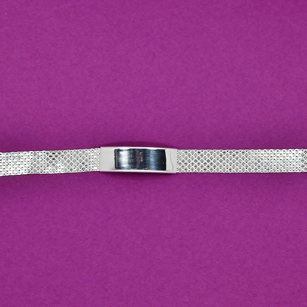 925 Sterling Silver Bracelet , Minimalist Bracelet, Gift for her , 925 Silver Bracelet  Plain ID Bracelet, Weave Pattern Bracelet.