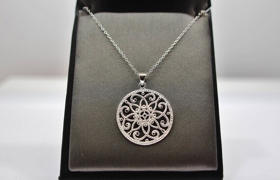 Sterling Silver Psychedelic Pattern Pendant Neckl… - image 2