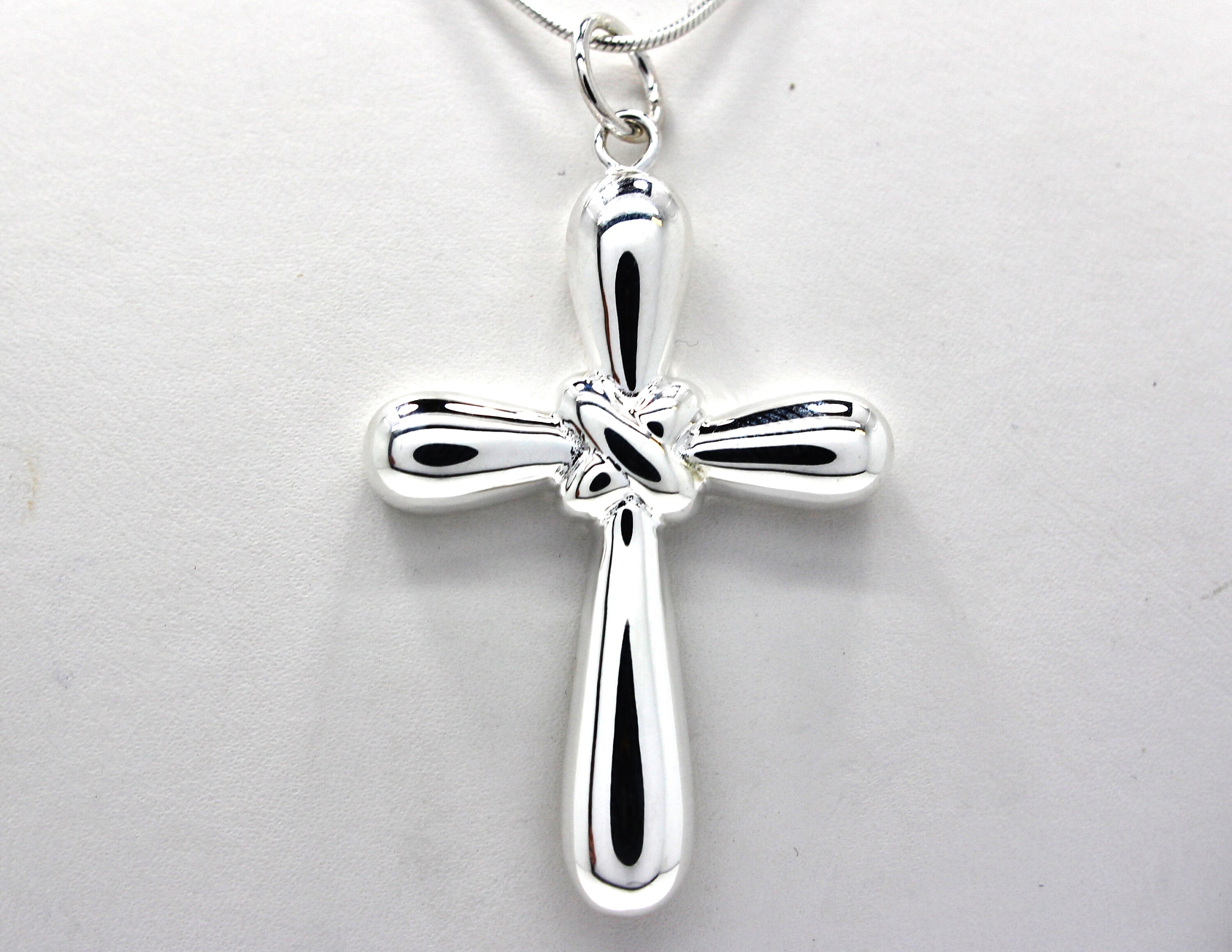 Sterling Silver Large Simplistic Cross Pendant Necklace - Etsy