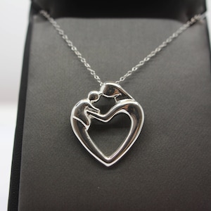 Sterling Silver Mother-Child Pendant Necklace. Best Holidays Gift!