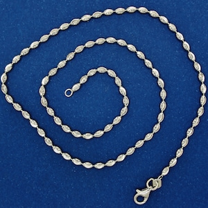 925 Sterling Silver Necklace Chain, Italian Sterling Silver Rhodium Plated  2mm Moon Cut Rice Bead Chain Necklace. Best Holidays Gift!