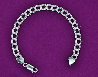 925 Italian Sterling Silver Heavy Charm Bracelet,  925 Sterling Silver Bracelet,  Bracelet Gift for Her, 925 Silver Bracelet