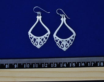 Sterling Silver Fancy Teardrop Dangling French Wire Earrings. Best Holidays Gift!