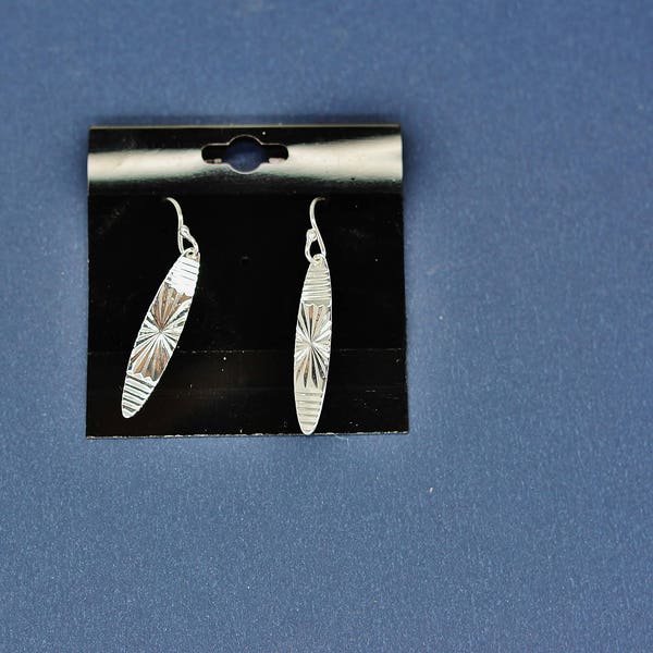 Sterling Silver Fancy Dangling Feather Surfboard French Wire Earrings. Best Holidays Gift!