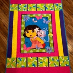 Dora Toddler Quilt 49x70 Handmade