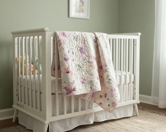 Handmade Girls Quilt/Blanket Modern Floral 36x42