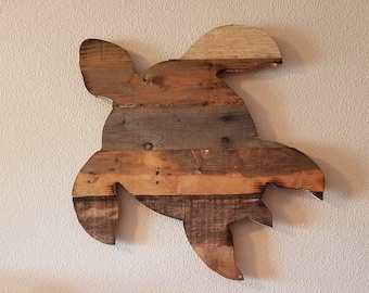 Sea Turtle Wall Art | Reclaimed Wood Honu | Coastal Beach House Decor