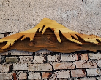 Handcrafted Mt Hood Wooden Wall Art: Reclaimed Wood Rustic Decor