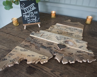Wedding Guest Book Alternative | Wooden State Sign | Rustic Reclaimed Wood