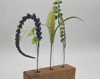 Reclaimed Wood Plant Propagation Station | Handmade Wooden Test Tube Vase | Modern Minimal Plant Display