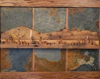 Reclaimed Wood Mountain Range Sign: Mt. Bachelor, Three Sisters, Broken Top Rustic Home Decor