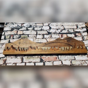 Three Sisters Oregon Mountain Range Wood Sign | Handcrafted Reclaimed Wood Art | Rustic Wall Decor with Tree Line