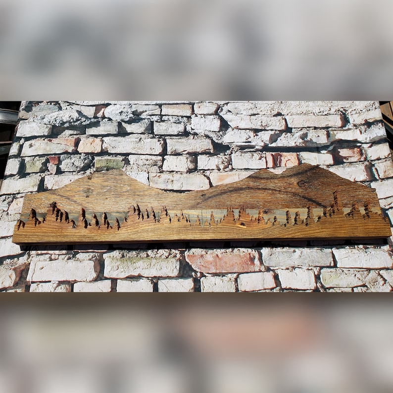 Three Sisters Oregon Mountain Range Sign Rustic Home Decor Made From Reclaimed Wood image 1