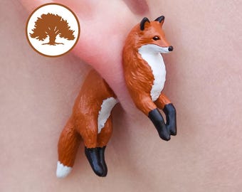 Pendientes de zorro pintados a mano / Impresos en 3D