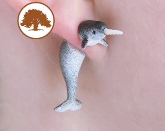 Hand Painted Narwhal Earrings | 3D Printed