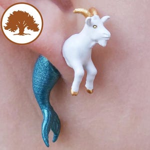 手描きの山羊座のイヤリング | 3Dプリント