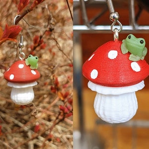 Mushroom Container Earrings Frog Add-On Option 3D Printed Store Items Inside image 10