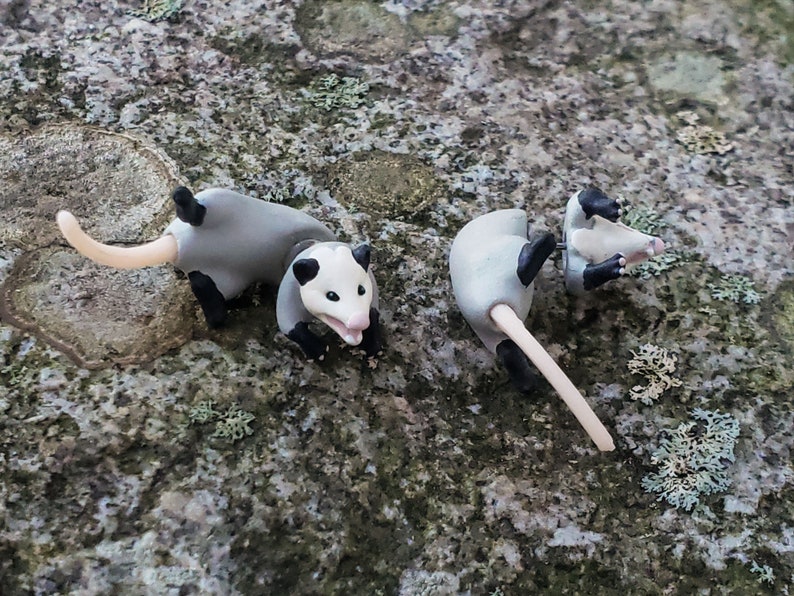 Hand Painted Opossum Earrings 3D Printed image 4