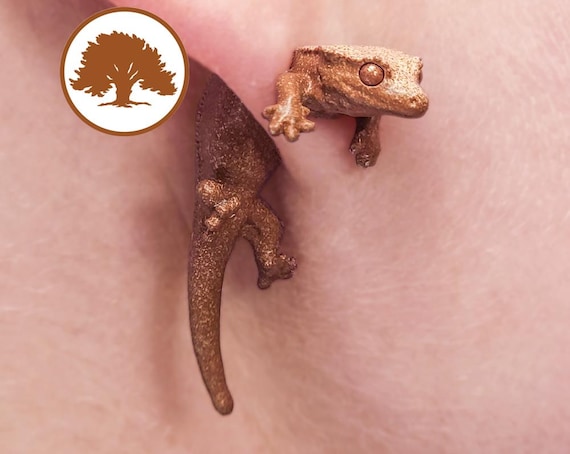 Hand Painted Crested Gecko Earrings | 3D Printed