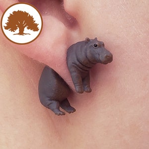 Hand Painted Hippo Earrings | 3D Printed