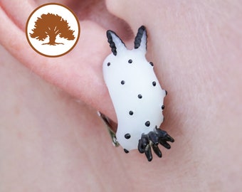 Pendientes de conejito de mar con clip / Impresos en 3D