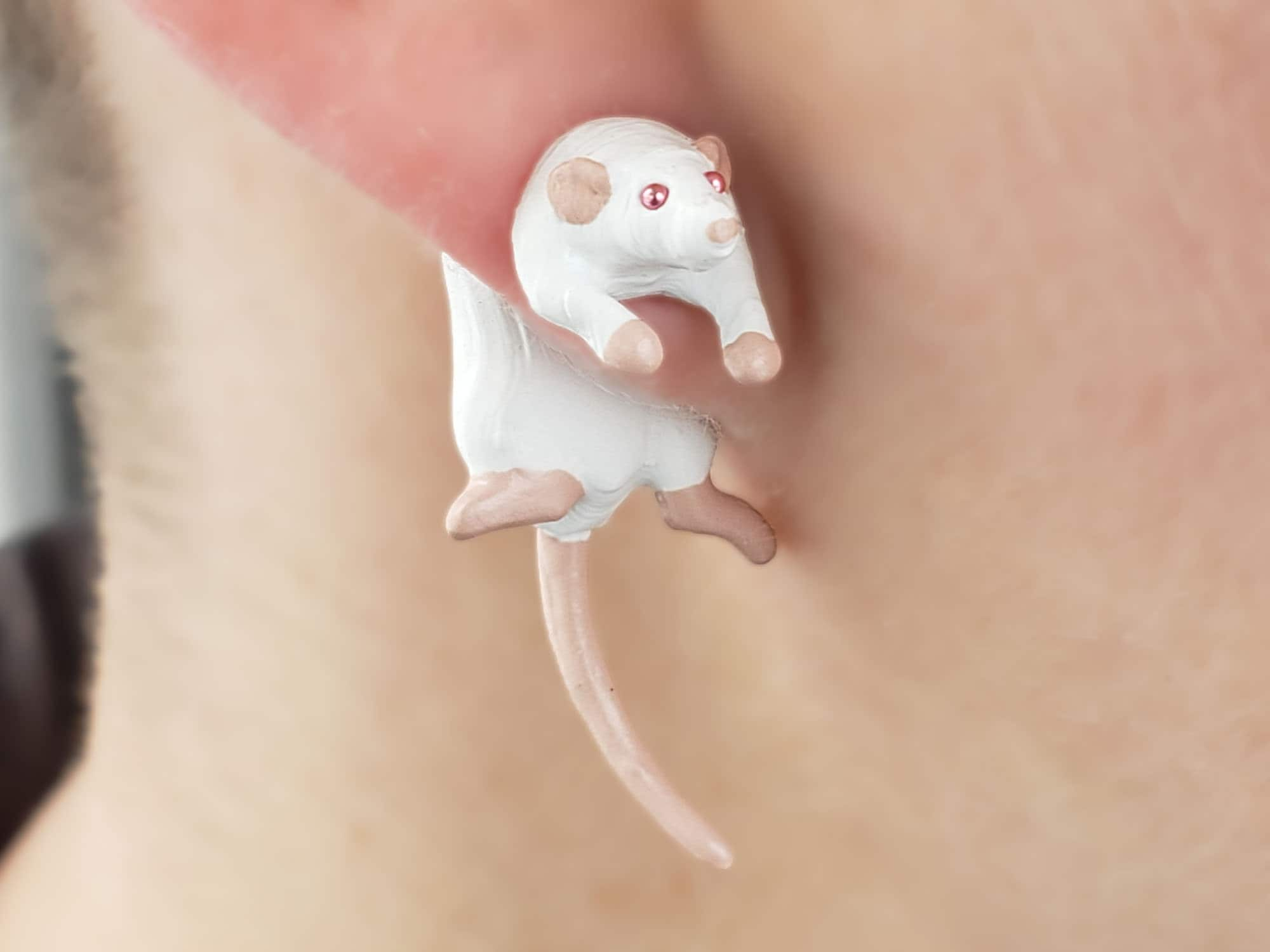 Custom 3D Printed Rat Earrings