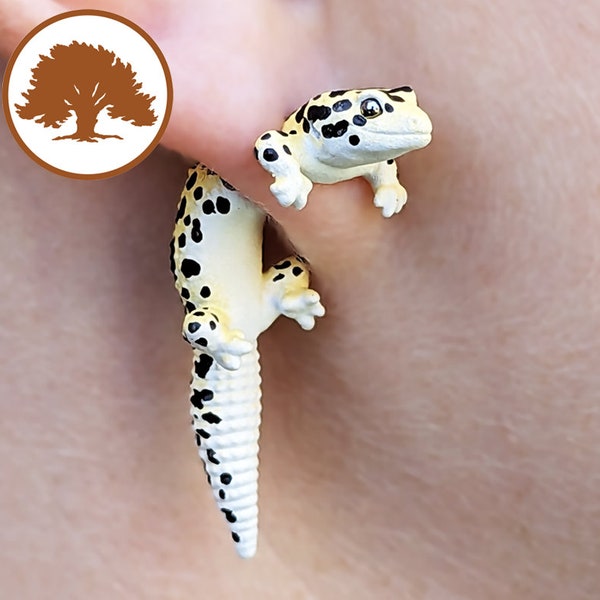 Hand Painted Leopard Gecko Earrings | 3D Printed