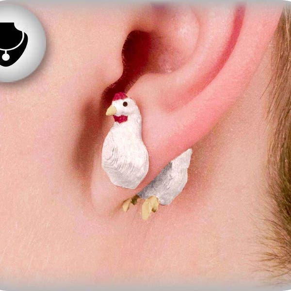 Hand Painted Chicken Earrings | 3D Printed | Custom Orders Available