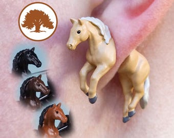 Pendientes de caballo pintados a mano / Impresos en 3D